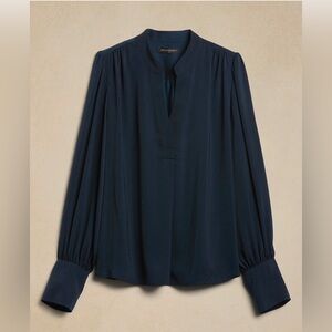 Banana Republic Deep Navy Poets Sleeve Blouse